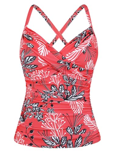 Maillot de bain tankini à armatures Hilor pour grande poitrine - Rouge et blanc - Taille 16