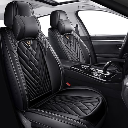 Image of Car Seat Covers for Chevrolet Equinox 2005-2026, Premium Nappa Leather Waterproof & Anti-Slip, Full Coverage Customized fit Chevrolet Equinox Seat Covers Front Set (2 Seats Luxury,Black)