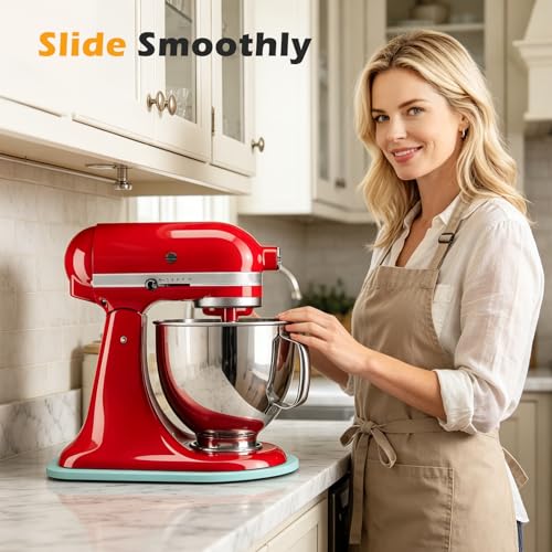 Image of Mixer Slider Mat for Tilt Head Kitchen Aid 4.5-5 Qt Stand Mixer, Wood Appliance sliding mat for kitchenaid Artisan 4.5-5 Qt, Kitchen Countertop Storage Accessories Mixer Moving Tray attachments, Blue