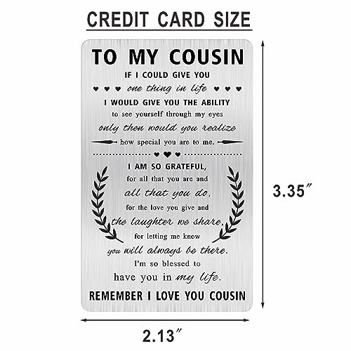 Alotozo Grateful Cousin Gifts - Remember I Love You Cousin Valentines Day Gifts Idea - Engraved Wallet Card Inserts to My Cousin2
