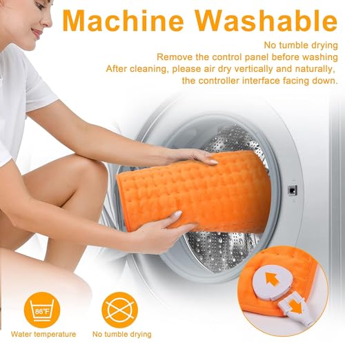 Image of Deepsoon Heating Pad,Electric Heating Pads for Back,Neck,Abdomen,Moist Heating Pad for Shoulder,Knee,Arms,Legs,Dry /Moist Heat & Auto Shut Off,Christmas Gifts for Men and Women,Orange,24x20 Inch