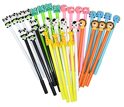 Set de 32 bolígrafos de gel con tinta negra y diseño de animales
