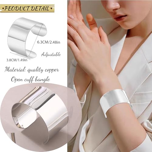 2-4PCS Gold Cuff Bracelets for Women Gold Bangle Bracelets Set Gold Cuff Jewelry Gold Open Wide Bracelets Adjustable3