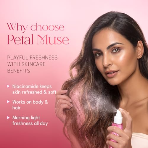 Image of WOW Skin Science Petal Muse Body & Hair Perfume Mist for Women | Feminine Floral Rose Musk with Niacinamide | Lightweight, Skin-Close Fragrance for Women & Unisex Wear | Peony & Rose Wrapped in Tender Musk | 100 ml