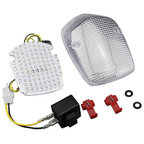 Mallofusa Motorcycle Integrated Taillight LED Brake Tail Light Compatible for HONDA SHADOW ACE 750 2002-2003/ SABRE 1100 2000-2008/ AERO/DELUXE 750 1998-2002/ TOURIER 1997-2003 Clear Lens