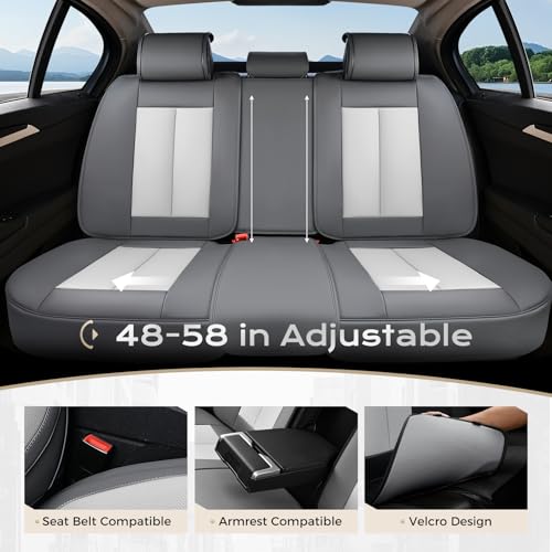 Image of Coverado Car Seat Covers Full Set, Car Seat Protector Waterproof, Nappa Leather Car Seat Cushion, Seat Covers for Cars, Front Seats and Back Universal Fit for Most Cars