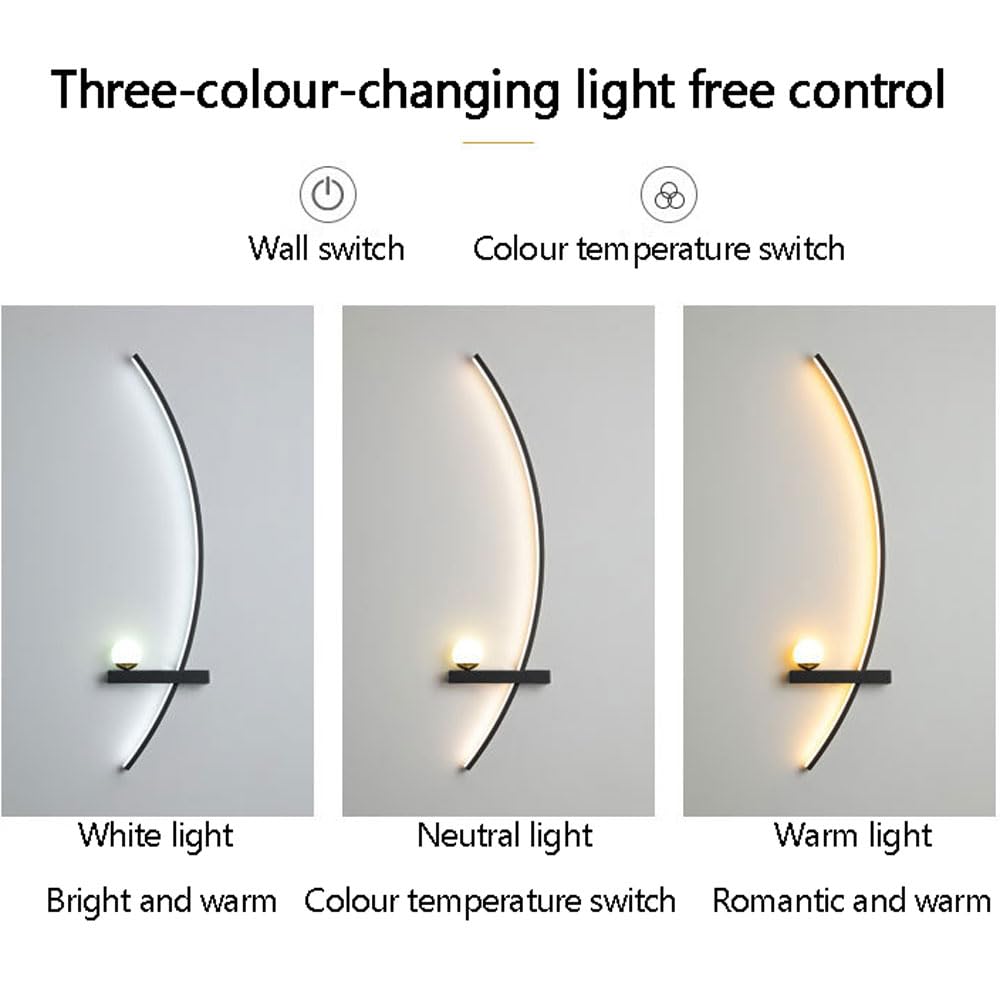 Aplique De Pared LED Moderno Lámpara De Pared Lineal De Metal Aplique De Pared LED para Interiores Iluminación Lámpara De Pared Circular para Sala De Estar Porche Pasillo Baño Mesita De Noc