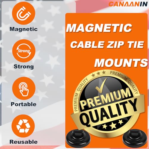 Magnet Zip Tie Mount Clips Magnetic Zip Ties Mount Base Holder Strong Wire Cable Holder Mount Wire Clips Management for Home Office Marine Electrical Wiring (D23 20Pcs)2