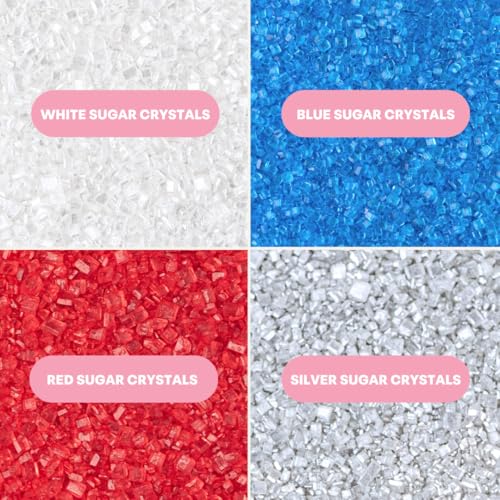 Image of Sweets Indeed 4th of July Decorating Sugar 4-Pack Set - Red White Blue and Silver Sanding Sugar for Baking & Decorating Cupcakes, Cookies, Cakes & Desserts - 4.52 ounces