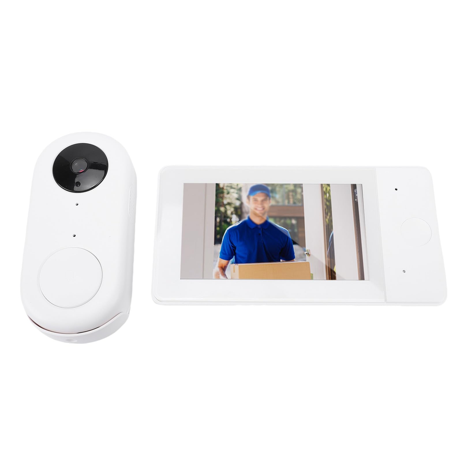 Fabater Cámara de Timbre de Vídeo Inalámbrica, Cámara de Timbre de Puerta a Prueba de Agua IP65 con Pantalla de Monitor de 4,3 Pulgadas, Audio de 2 Vías, ángulo de