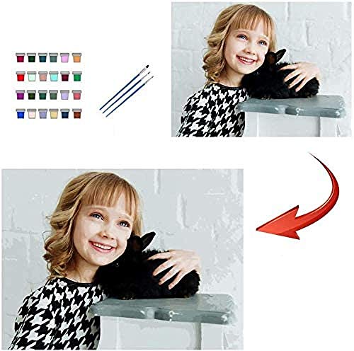 EKMON Kits Personalizados para Pintar por nmeros para Adultos, Kits Profesionales de Pintura de Mascotas y Retratos, Regalos de Bricolaje, Haga su Propia Foto con Marco-Sin Marco 40 x 40cm