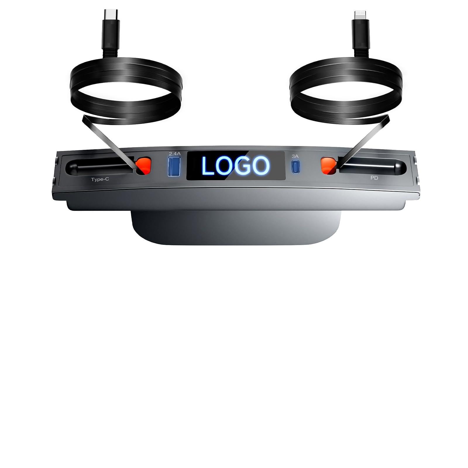 Qoope Tesla Car USB Charger Multi-Port for Tesla Model 3 Model Y Accessories 2023 2022 2021 with Fast Charger Retractable Cable Docking Station for Model 3/Y Center Console Accessories