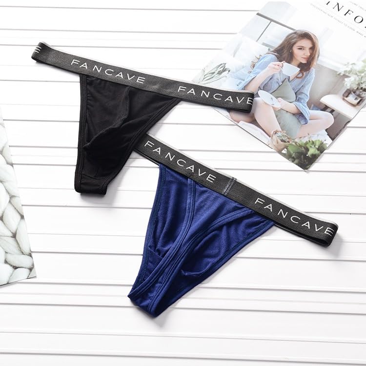Men's Thong Hot G-srting Sexy underwear Modal undie T-Back Black/Grey/Blue 3 Pack4