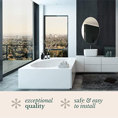 Hamilton Hills 24" X 36" Large Silver Oval Mirror Brushed Metal Framed | Contemporary Classic Deep Set Design | Wall Mount Half Circle Mirror For Home Decor | Vanity Mirror For Bathroom And Bedroom #TOP5