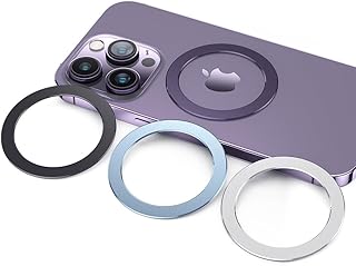 Artronic Ring for MagSafe, MagSafe Accessories, Wireless Charger Conversion Kit for iPhone 15/14/13/12, Galaxy S23/S22, 4Pack Black Silver Purple Blue, Metal Ring for Phone Case, …