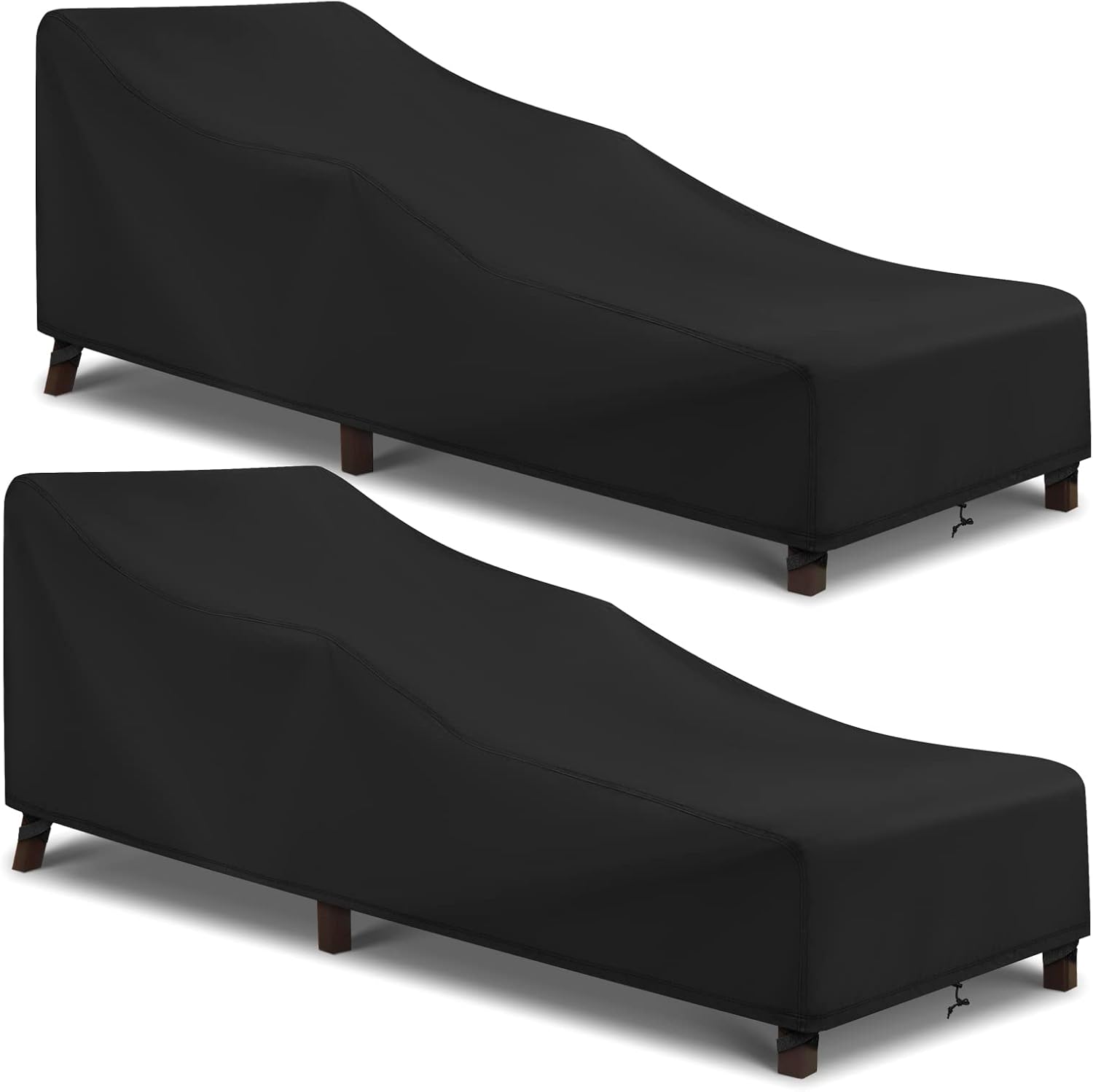 Arcedo Waterproof Patio Chaise Lounge Cover, 2 Pack of Pool Lounge Chair Covers for Outside Stackable Cushions and Outdoor Furniture, 80" x 30" x 26" H, Black 80"L x 30"W x 26"H - 2 Pack