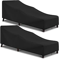 Arcedo 2-Pack Water-Resistant Patio Chaise Lounge Covers 80x30x26" Black - UV Windproof Pool Chair Protection for Outdoor Furniture
