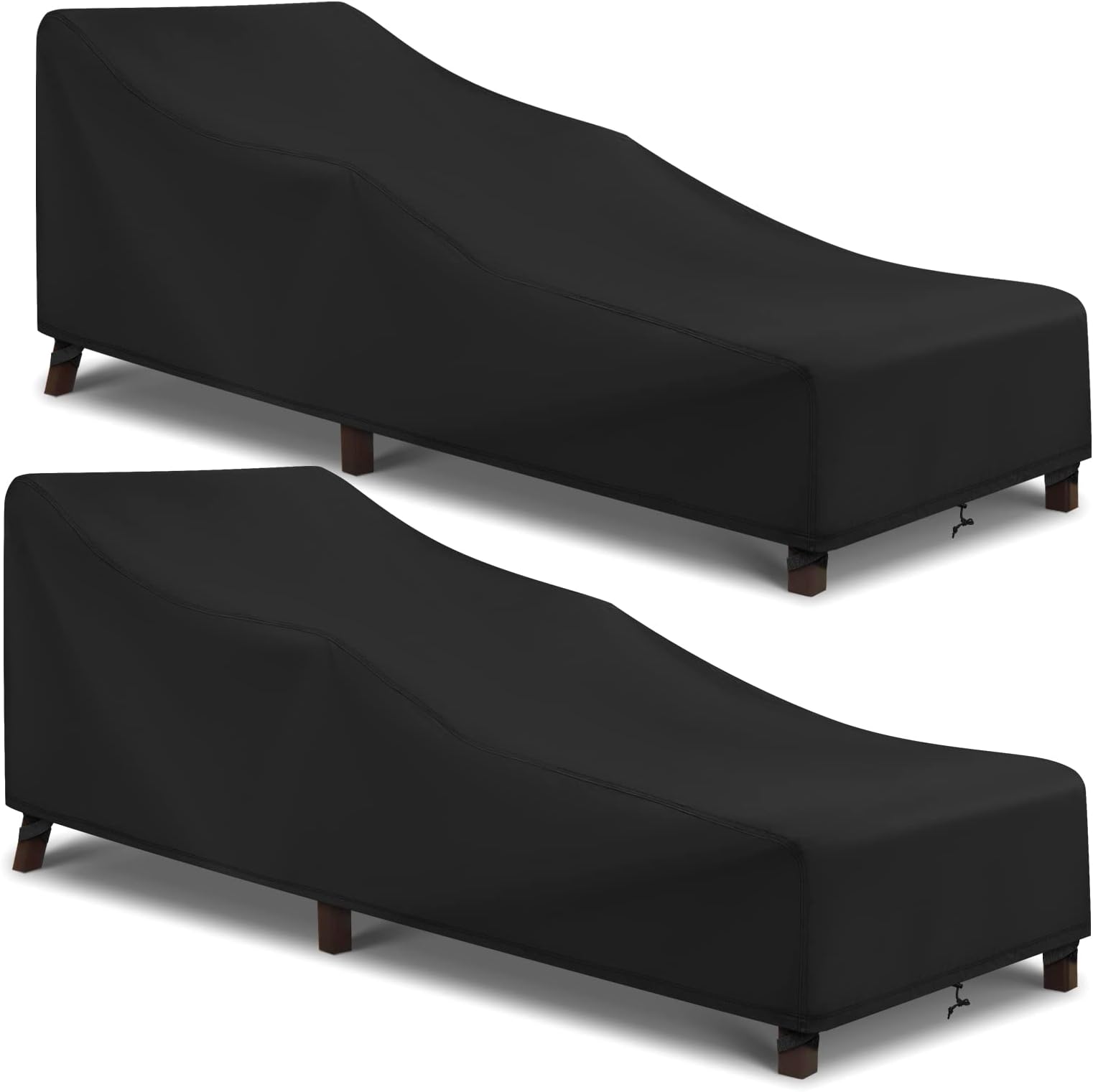 Arcedo Patio Chaise Lounge Cover Waterproof 2 Pack, Lounge Chair Covers for Outdoor Pool Lounger and Patio Furniture, 80" x 30" x 26" H, Black