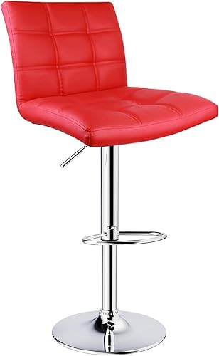 Miniatura 17 de Taburetes de bar modernos cuadrados ajustables de piel sintética moderna con espalda, juego de 2, taburete giratorio de altura de mostrador por Gris