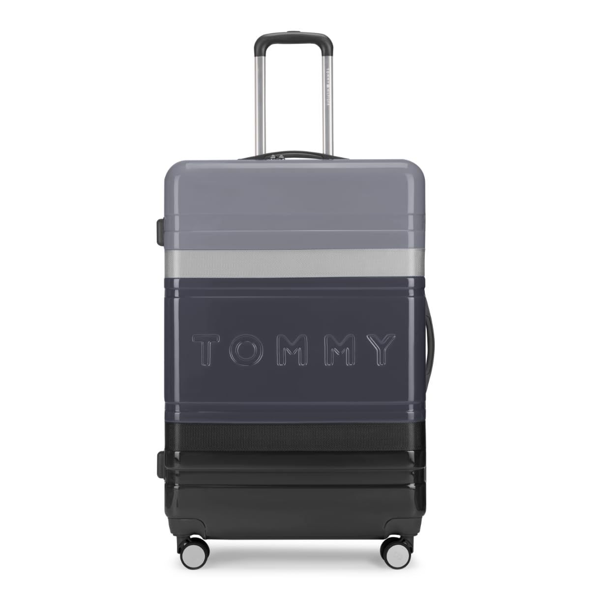 tommy hilfiger Triton Pro Hard Luggage Set of 3(Cabin, Mid & Cargo) with Vibrant Colors|Durable PC Shell Trolley Bag|Telescopic Handle Suitcase|TSA Lock & 360° Spinner Wheel (Black & Grey)-picture-28