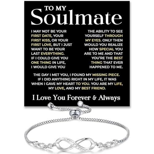 To My Soulmate Bracelet, Soulmate Bracelet For Women, Soulmate's Jewelry Gift From Boyfriend Husband Friend With Message Card And Box Meaning, Valentine Gifts For Her, Birthday Christmas Gifts