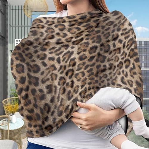 Image of Forchrinse Cheetah Baby Car Seat Canopy Soft Nursing Breastfeeding Cover Stroller Cover Baby Car Seat Cover for Boys Girls