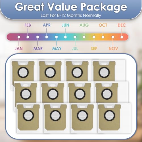 Image of (12 Pack) RV50 Pro Omni Replacement Dust Bags Compatible With Tapo RV50 Pro Omni Robot Vacuum Cleaner, Disposable Vacuum Bag Accessories, Dust Bag, Canister Bags, Filter Bags