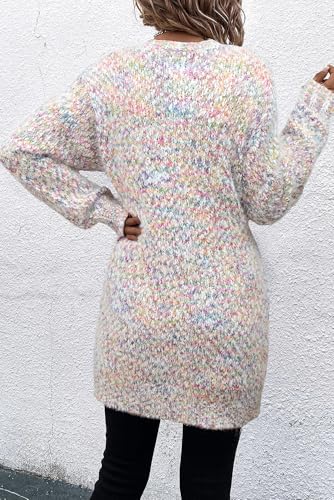 Women's Casual Multicolor Confetti Knit Sweater Casual Oversized Long Sleeve Open Front Tops 2024 Fall Outfits3