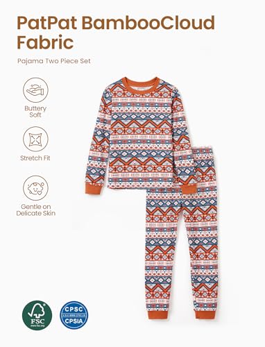 Image of PATPAT Toddler & Kids Pajama Sets with Bamboo Viscose, Snug Fit Pjs for Girls, All-Season Comfort Sleepwear, Ages 2-12 Years
