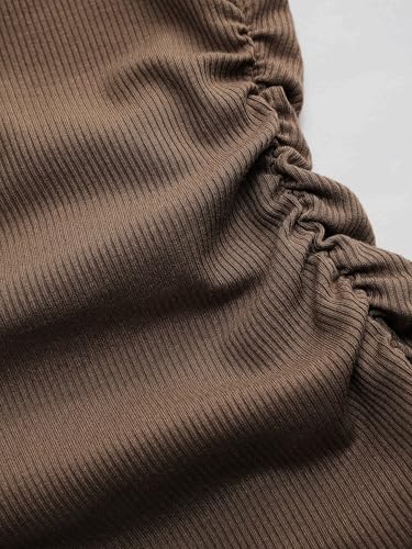 Image of CIDER Asymmetrical Top for Women Long Sleeve - Off Shoulder Ruched Crop Going Out Fitted