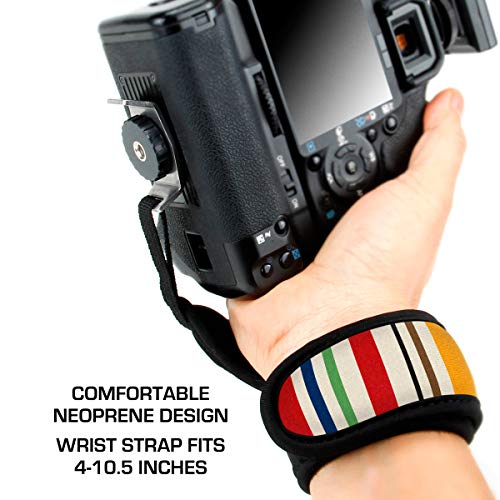 image for USA GEAR Professional Camera Grip Hand Strap with Stripe Neoprene Desi