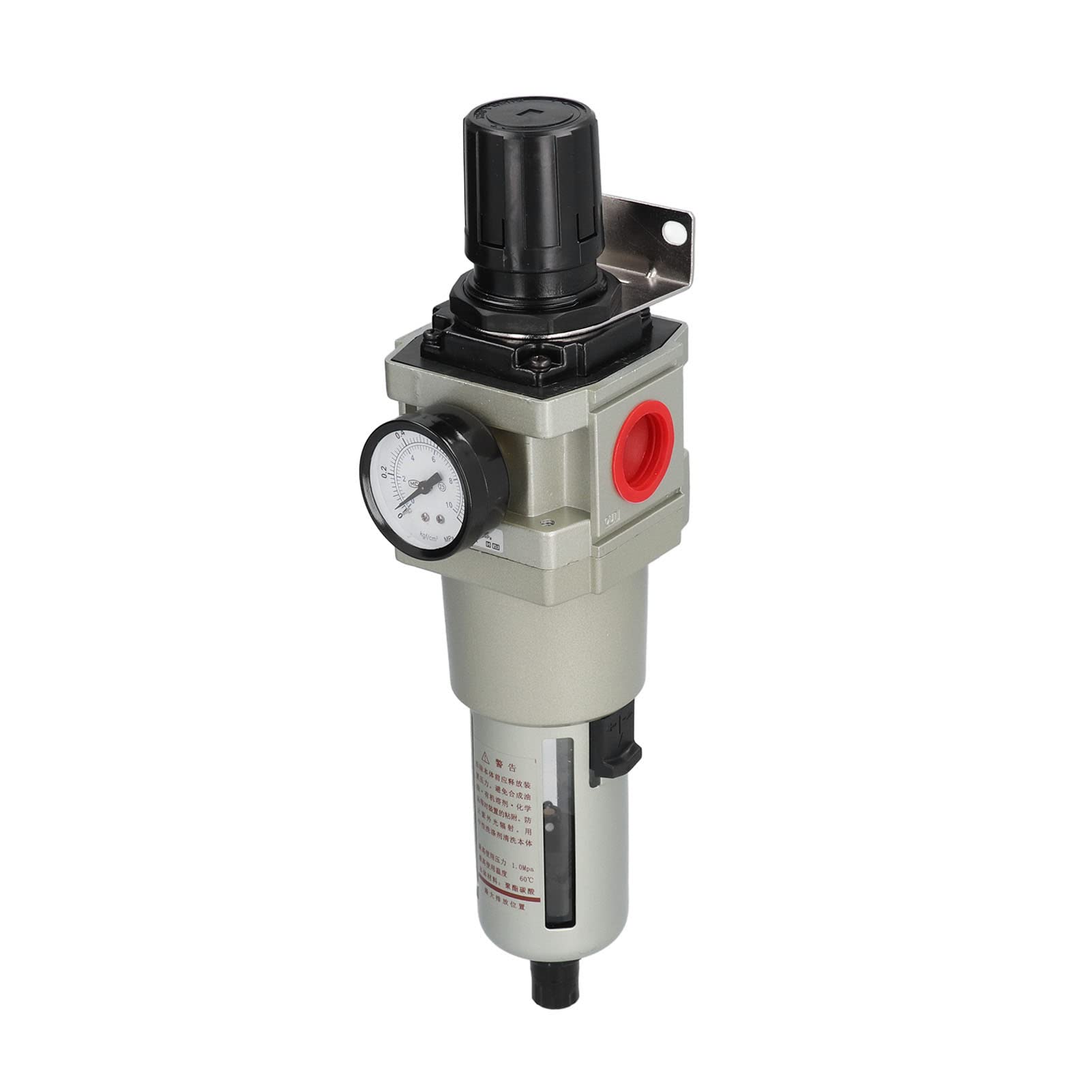 SIXRUN Separador de Aceite de Agua Regulador de Filtro de Aire de Drenaje Automático, Regulador de Filtro de Aire Comprimido de Aleación de Aluminio con Manómetro de Latón, de 40 Micrones para (G1/2)