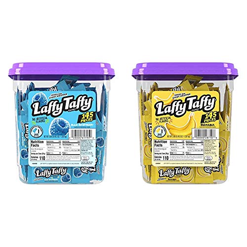 Laffy Taffy Candy Jar, Blue Raspberry, 145Count & Candy Jar, Banana, 145 Count #TOP12