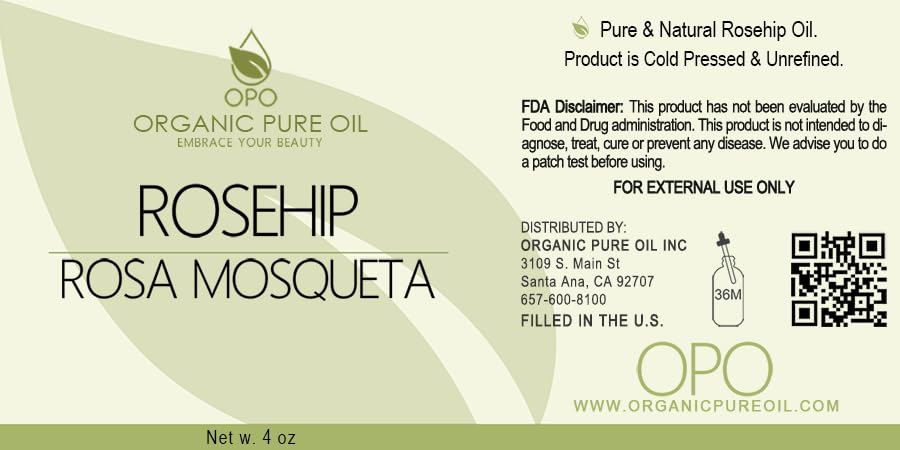 Miniatura 2 de organic pure oil Aceite de rosa mosqueta de 4 onzas  Antioxidantes naturales puros y naturales sin refinar para rejuvenecer la piel de la cara
