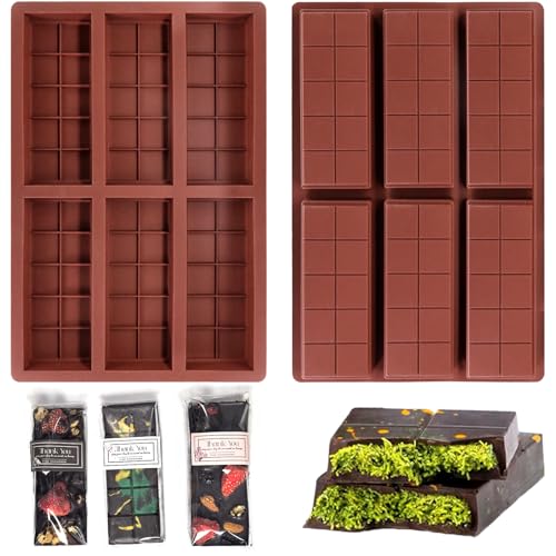 LUXCONE Chocolate Bar Molds Deep 2 Pack, Thick Silicone Chocolate Molds for Filling Dubai Chocolate...