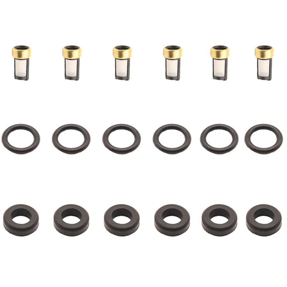 6pcs Fuel Injectors Seals Repair O-ring Micro Filters Fluorine rubber gasket Kit for FOR Toyota Coaster Hilux Land Cruiser Avanza for Daihatsu Terios 23250-97401 23250-75090 23250-75080