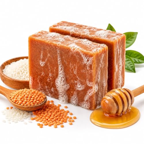 Image of Ubtan Soap Pack of 2 | Natural Scrub With Sandalwood (Chandan) Multani Mitti Honey | Herbal Face and Bath Soap with Exotic Indian Herbs | Tan Removal and Antioxidant Cleanser for Pimple and Dryness, 200gm Each