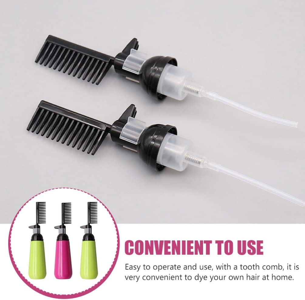 Beavorty 3pcs Hair Dye Comb Bottles Portable Applicator for Even Hair Coloring Easy One-handed Design Random Colors