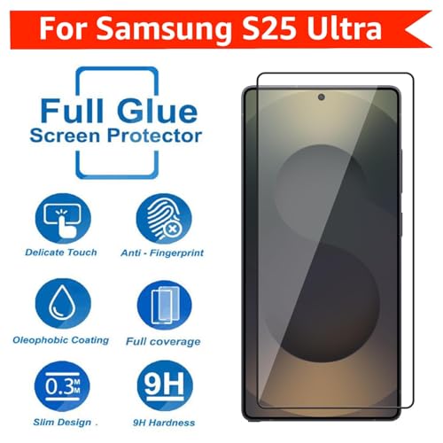 Image of DARKFIT Tempered Glass Premium Screen Protector Compatible for Samsung S25 Ultra | Edge to Edge Coverage with Easy Installation Kit | Scratch Resistance | HD Clear Glass (Black Border) | Pack of 1