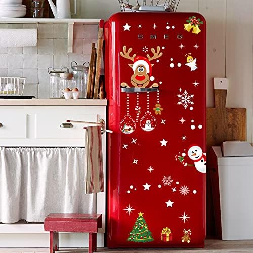 EasyAcc Christmas Window Stickers Decoration, 202 pcs Double-Sides Christmas Window Clings, Window Decals for Christmas Decorations, Reusable Snowflake Santa Claus Reindeer Stickers for Xmas Party