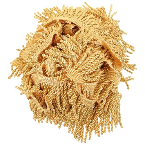 Bordure à franges dorée en polyester robuste pour décors raffinés