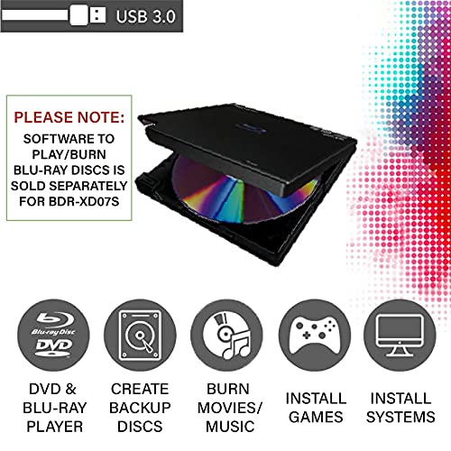 Pioneer Bdr-Xd07B - 6X Slim Portable Usb 3.0 Bd/Dvd/Cd Burner - Supports Bdxl & M-Disc Format - Usb Bus Powered, Cyberlink Software Included #TOP1