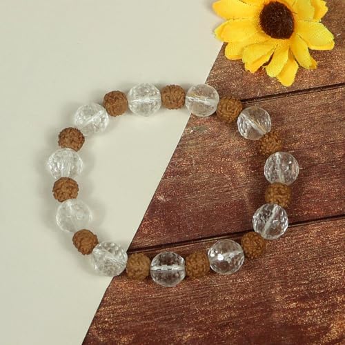 Image of Reiki Crystal Products Certified Natural Crystal Stone Diamond Cut /Faceted 10 mm Beads Bracelet for Men & Women | Reiki Charged Gemstone Jewellery | Multiple Stone Variants Available