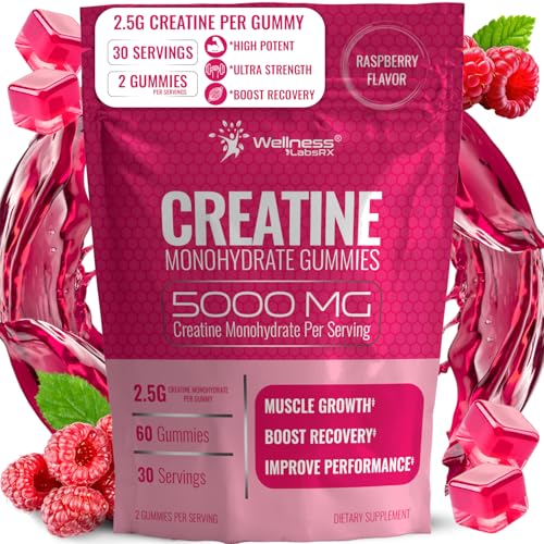 Image of Creatine Gummies 5000mg, 30 Servings Creatine Monohydrate Gummies - Third-Party Tested Creatine for Women, Raspberry Flavor Creatine for Men, Muscle Growth, Strength, and Recovery - Pack of 1