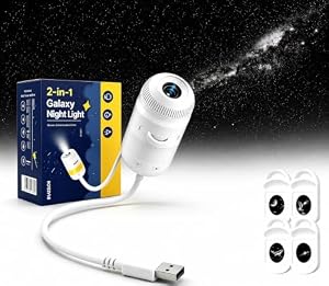 VanSmaGo 2-in-1 USB Galaxy Projector Dimmbar & 360° Rotation Nachtlicht