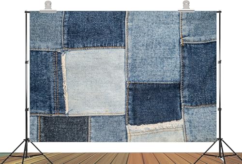 Fondo fotográfico de tela denim 7x5ft azul vintage miniatura 2