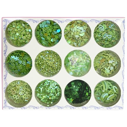 Purpurina - 12 colores - Cara con purpurina - Accesorio para uñas, ojos, labios, cabello, cuerpo, Halloween, maquillaje verde