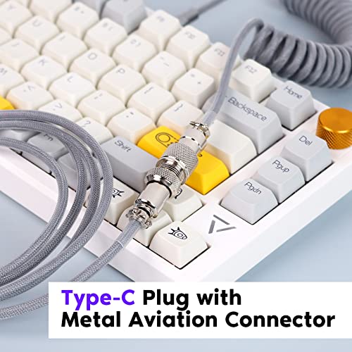 Image of EPOMAKER Mix 1.8m Coiled Type-C to USB A TPU Mechanical Keyboard Space Cable with Detachable Aviator Connector for Gaming Keyboard and Cellphone(Grey)