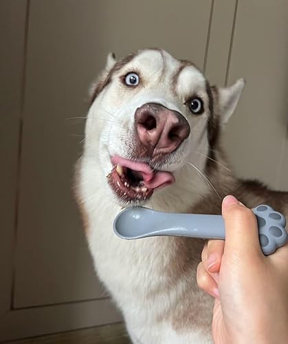 Miniatura 5 de Paquete de 2 cucharas y espátulas para comida de perro y gato, lindas cucharas mezcladoras y abridores de lata para mascotas para comida húmeda para