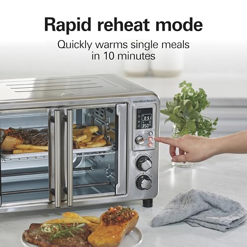 Hamilton Beach Sure Crisp 6-in-1 XL Digital Air Fryer Toaster Oven Combo, With Easy-Access French Doors, Bake, Broil, Toast, Pizza & Reheat Functions, 0.9 cu. ft. Capacity, Stainless Steel (31191) - Image 6